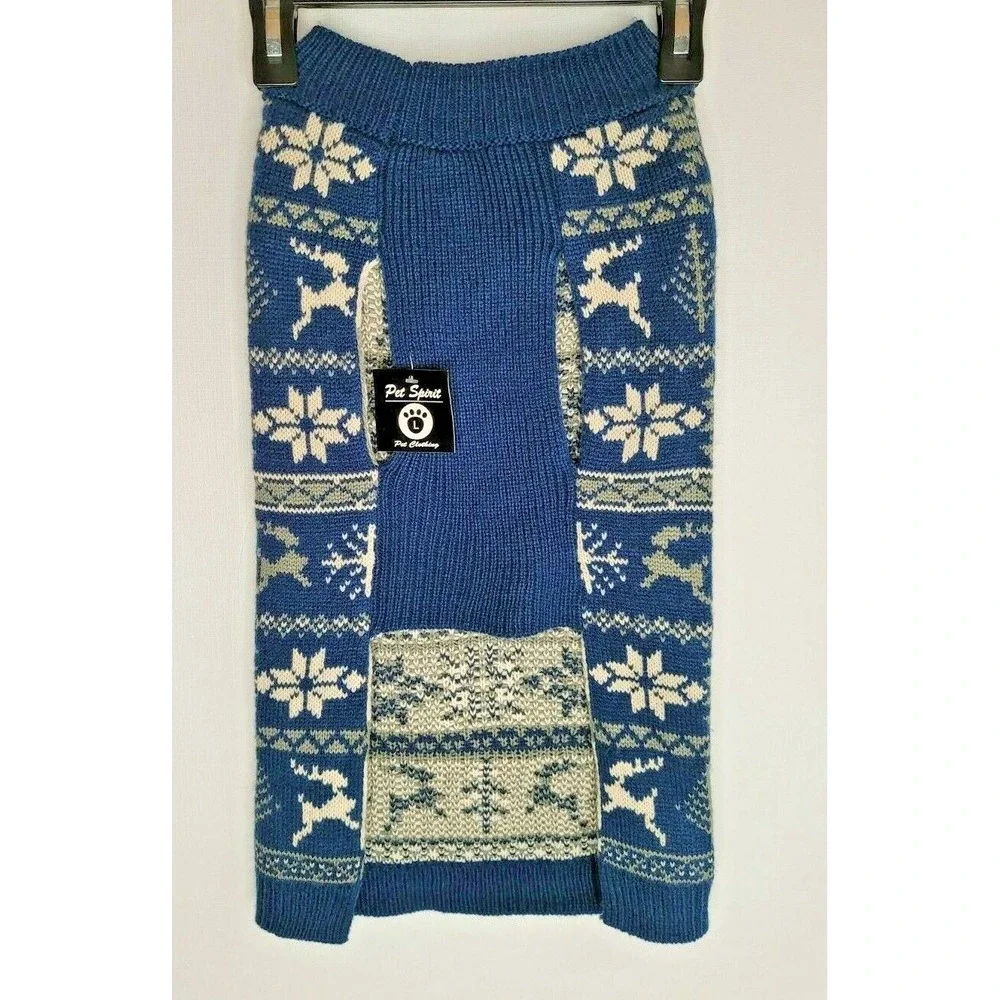 Pet Spirit Pet Clothing Coat Large Dog Fashionable Warm Blue Grey Winter Design